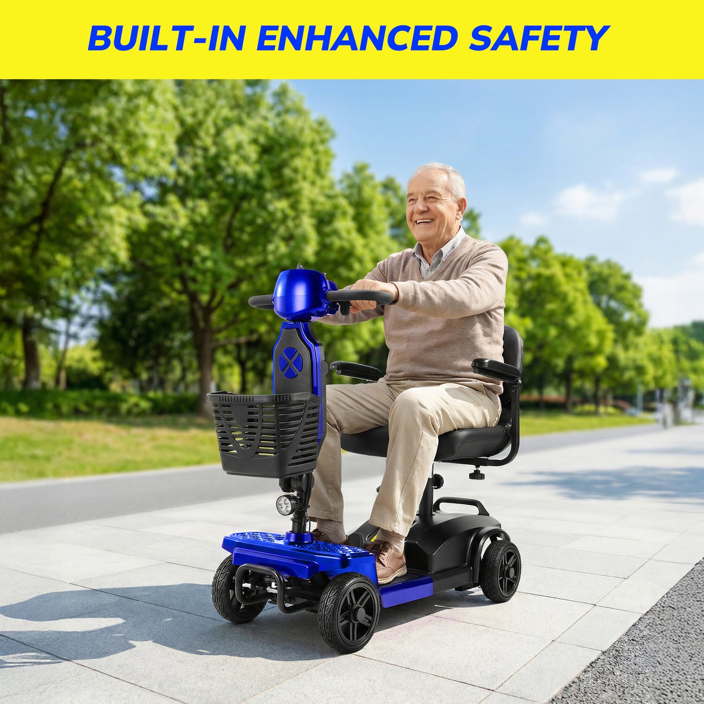 SACVON Mobility Scooter for Adults with 330 lbs Capacity,Foldable Motorized Scooter for Senior,12.5 Miles Travel,Airport Approved,Blue