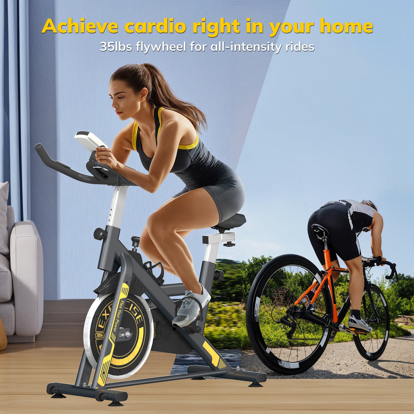 Exercise Bike, TCISA Stationary Bike, Indoor Cycling Bike for Home, with Ultra-Cushy Bike Seat, Silent Belt Drive, Heavy Flywheel and for Home Gym Cardio Workout Training