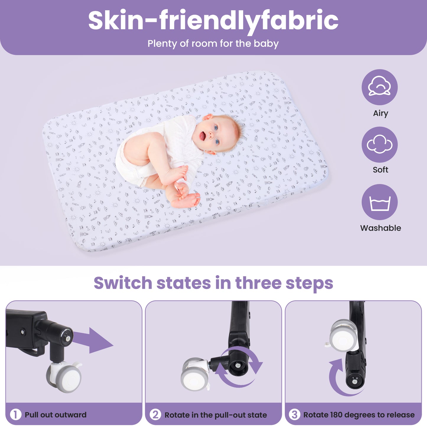 SACVON Baby Bassinets, All Mesh Crib Portable for Safe Co-Sleeping,Adjustable Bedside Sleeper,Baby Bed for Infant Newborn, Black