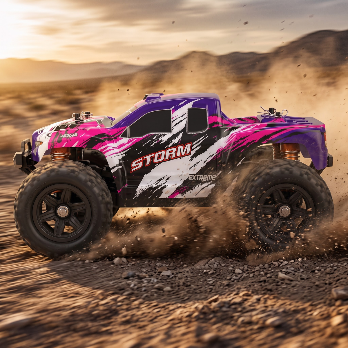 Vecukty 1:18 Scale RC Monster Truck, 45+ MPH 4WD Waterproof Off‑Road Remote Control Car, with 2 Rechargeable Batteries, Birthday Christmas Holiday Gift for Boys Teens Adults