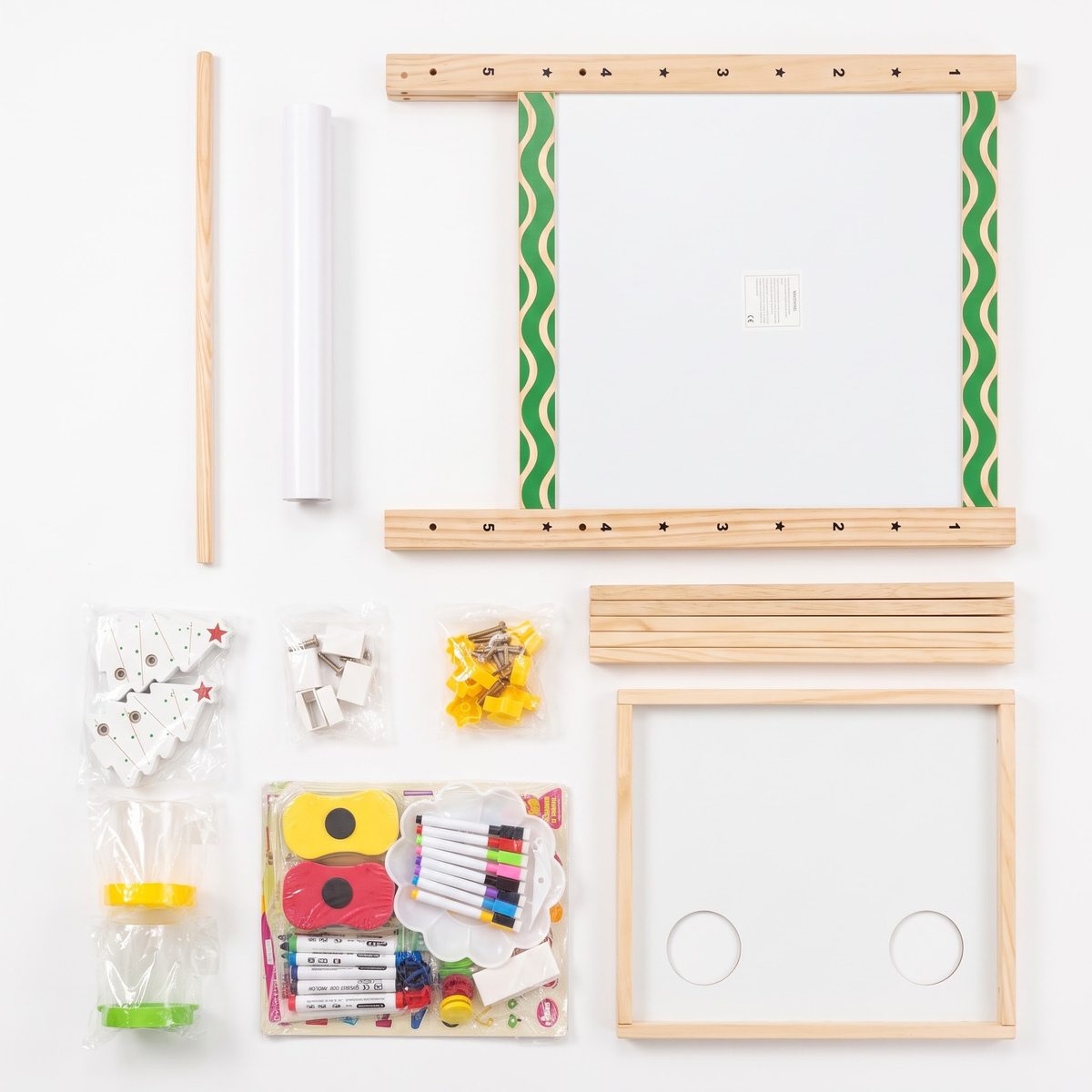 VECUKTY Kids Art Easel, Robot 3‑in‑1 Wooden Adjustable Height Magnetic Drawing Board & Chalkboard, Detachable Paper Roll Painting Stand Set for Toddlers Boys Girls Ages 3‑10