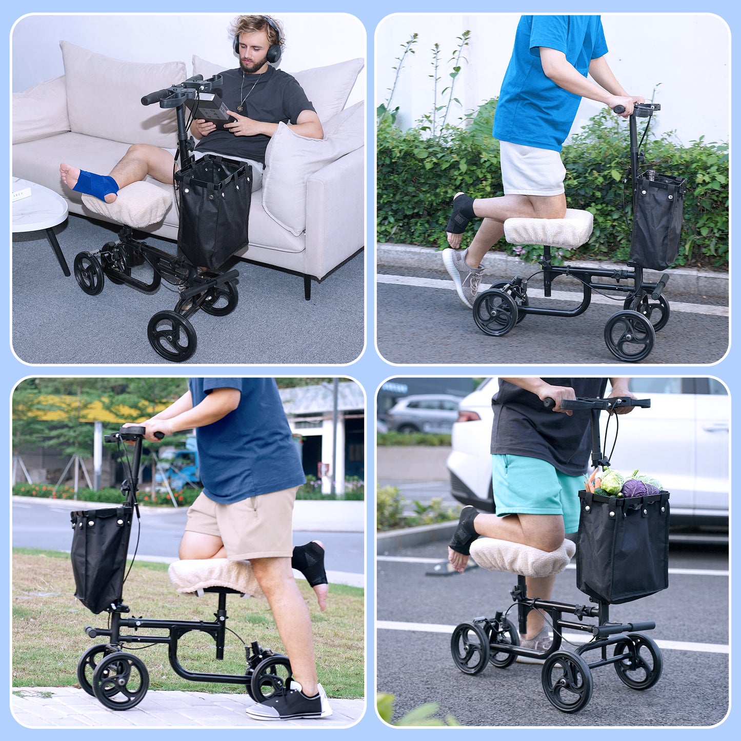 SACVON Knee Scooter, Steerable Knee Walker, Economical Knee Scooters for Foot Injuries, Crutches Alternative