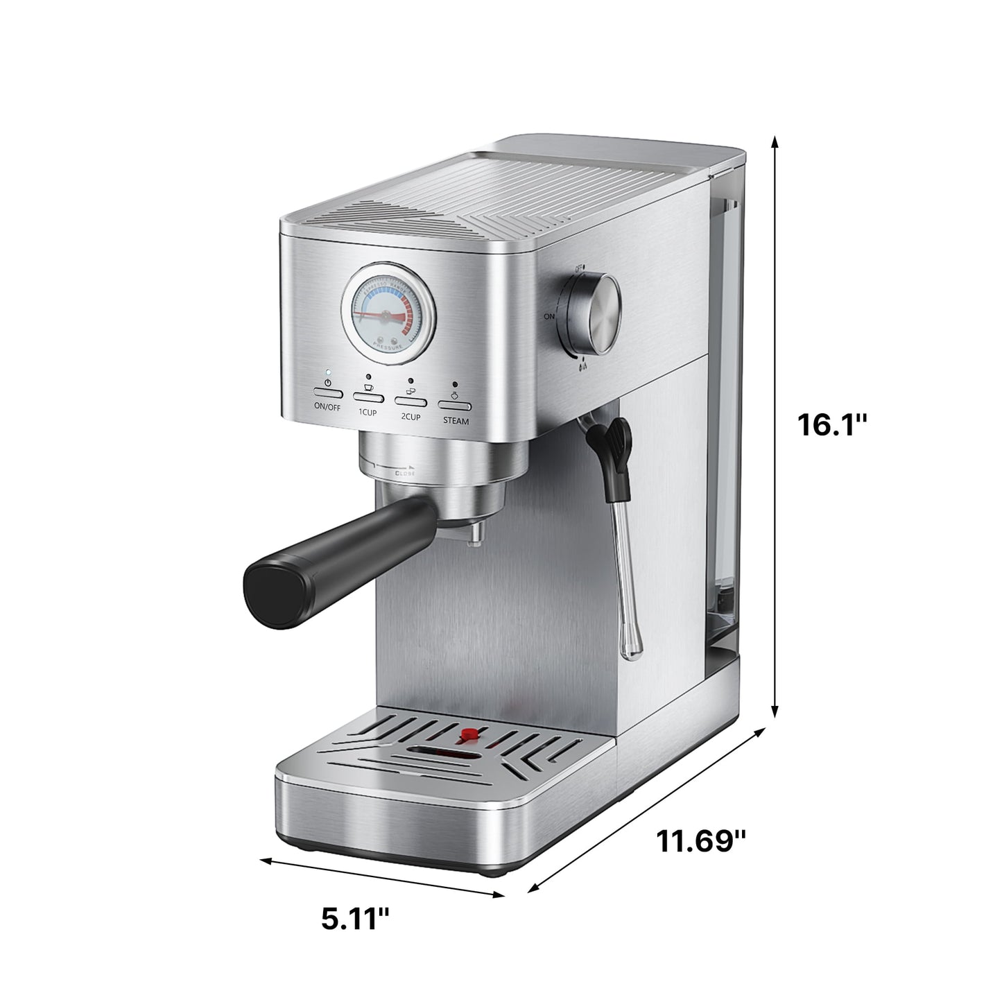 Espresso Machine 15 Bar, Espresso Coffee Maker with Milk Frother and Hot Water, 47 Oz Removable Water Tank and Brew Pressure Gauge for Office Home Kitchen
