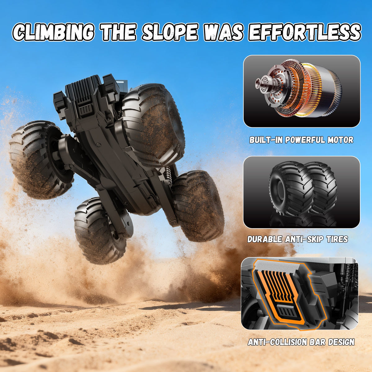 Vecukty RC Monster Truck，4WD Waterproof Amphibious Remote Control Car,2.4GHz All Terrain Off-Road Pickup Truck ,Christmas Birthday Gift Toys for Boys/Girls Kids 4-12