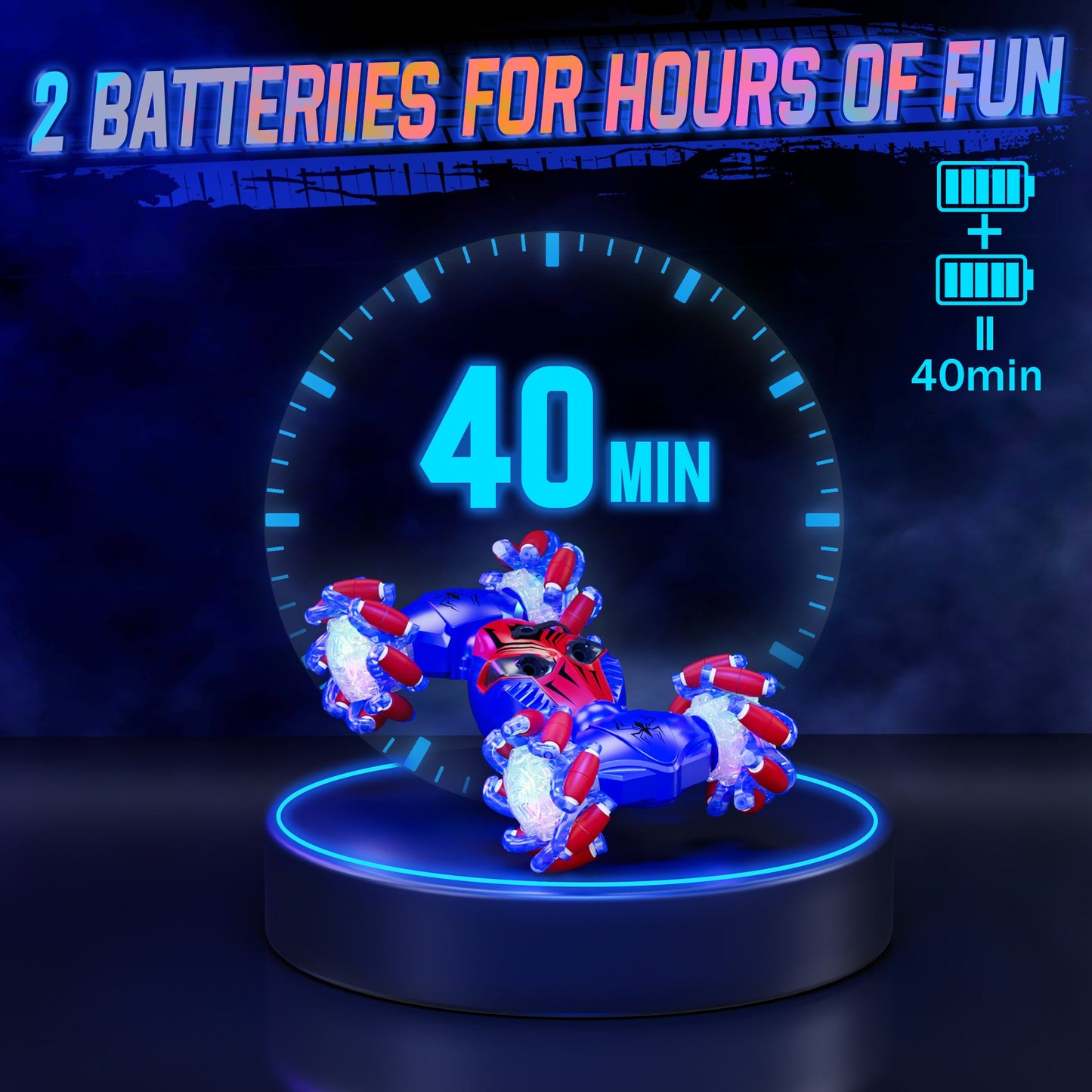 Vecukty Remote Control Car, 2.4GHZ Gesture Sensing Stunt Car with 360° Rotation&LED Spray&Music, 4WD All Terrain RC Car Toys Gift for Boys/Girls 3-12