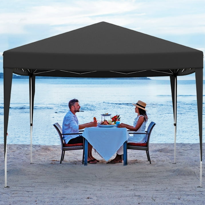 Vecukty 10' x 10' Black Sturdy Pop Up Canopy Tent, Removable Sidewalls