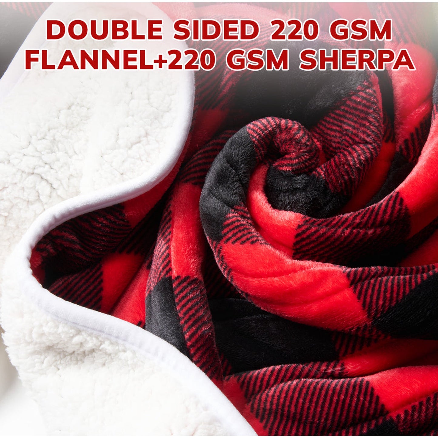 Wearable Electric Heating Blanket with Waistband and Sleeves - VECUKTY Cozy Plaid Heated Throw with 6 Heat Levels and Timer Settings - 50 x 70 inch,Red