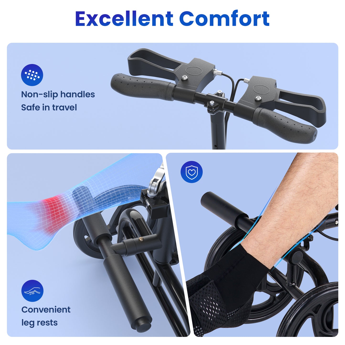 SACVON Knee Scooter, Steerable Knee Walker, Economical Knee Scooters for Foot Injuries, Crutches Alternative