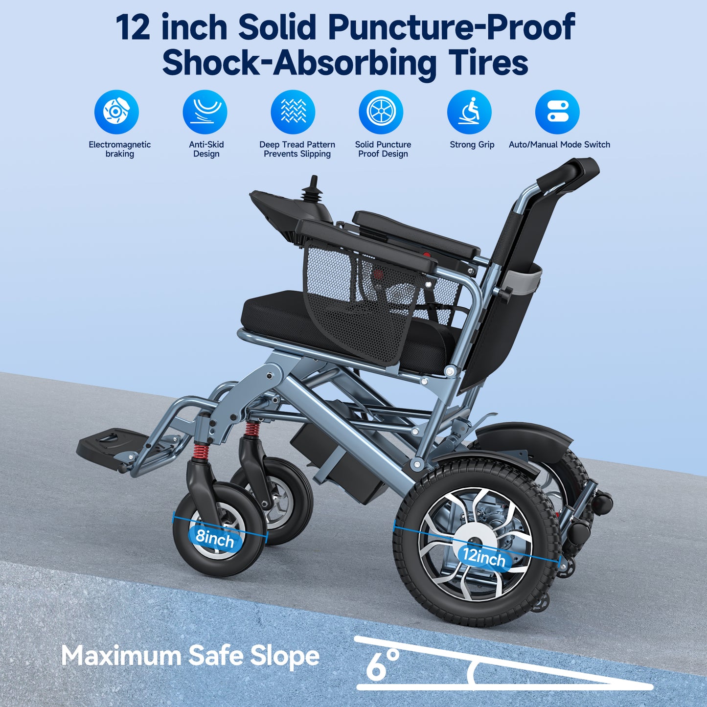 Ultra Aluminum Electric Wheelchairs for Adults, Foldable Lightweight Power Wheelchair, 500W Dual Motors, All Terrain Portable Motorized Wheelchair for Seniors