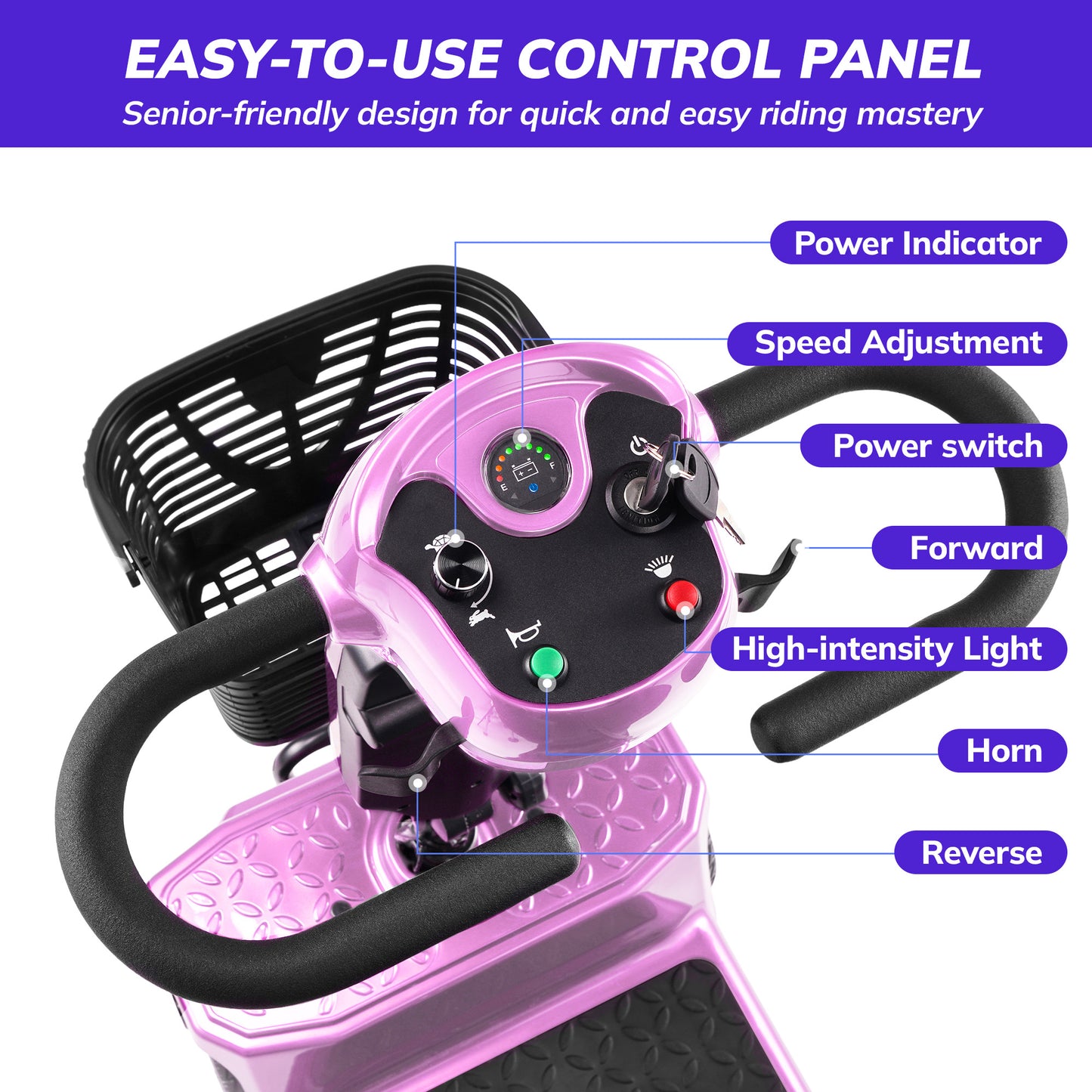 SACVON Mobility Scooter for Adults with 330 lbs Capacity,Foldable Motorized Scooter for Senior,12.5 Miles Travel,Airport Approved,Pink