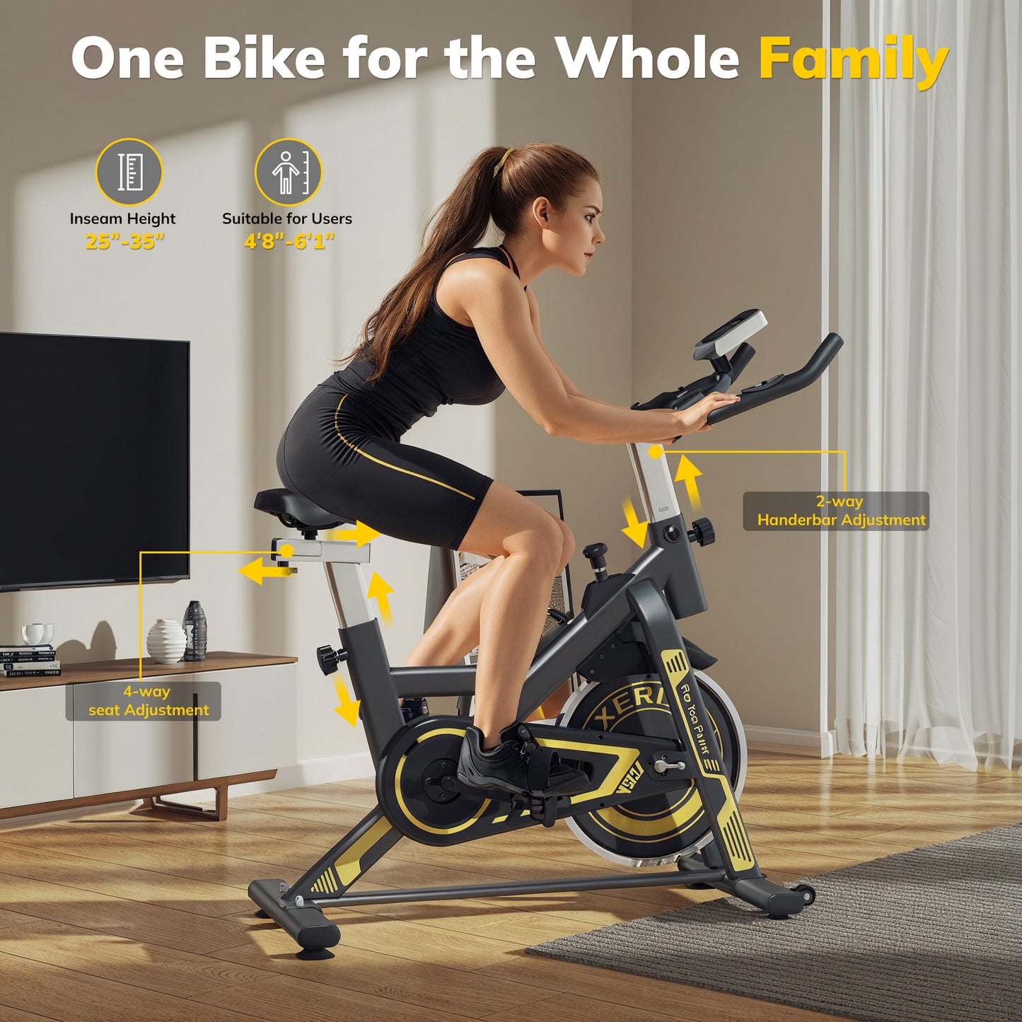 Exercise Bike, TCISA Stationary Bike, Indoor Cycling Bike for Home, with Ultra-Cushy Bike Seat, Silent Belt Drive, Heavy Flywheel and for Home Gym Cardio Workout Training