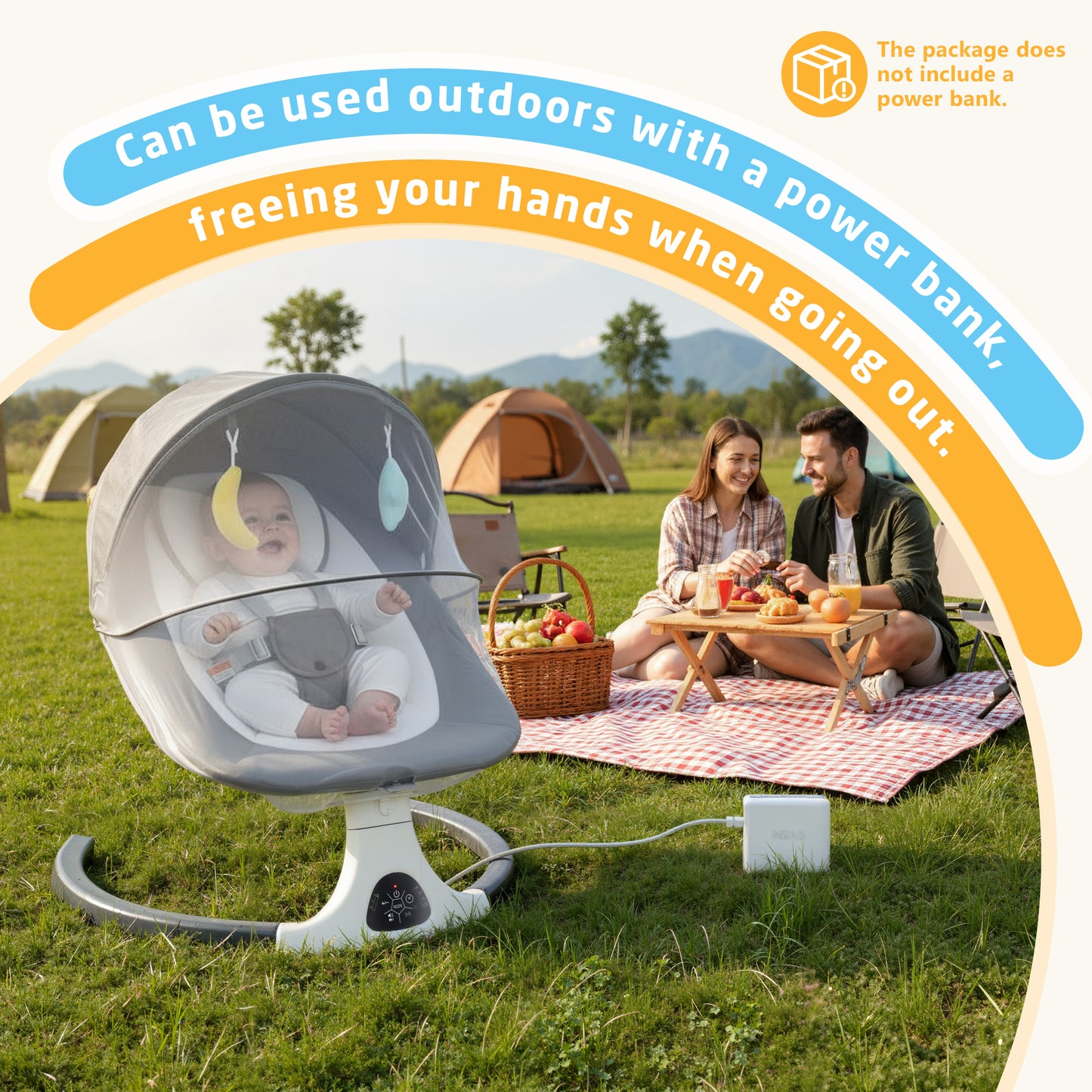 SACVON Baby Swing with Bluetooth Music & Remote, 5-Speed Portable for 0-6 Month Indoor Outdoor Use,Dark Gray