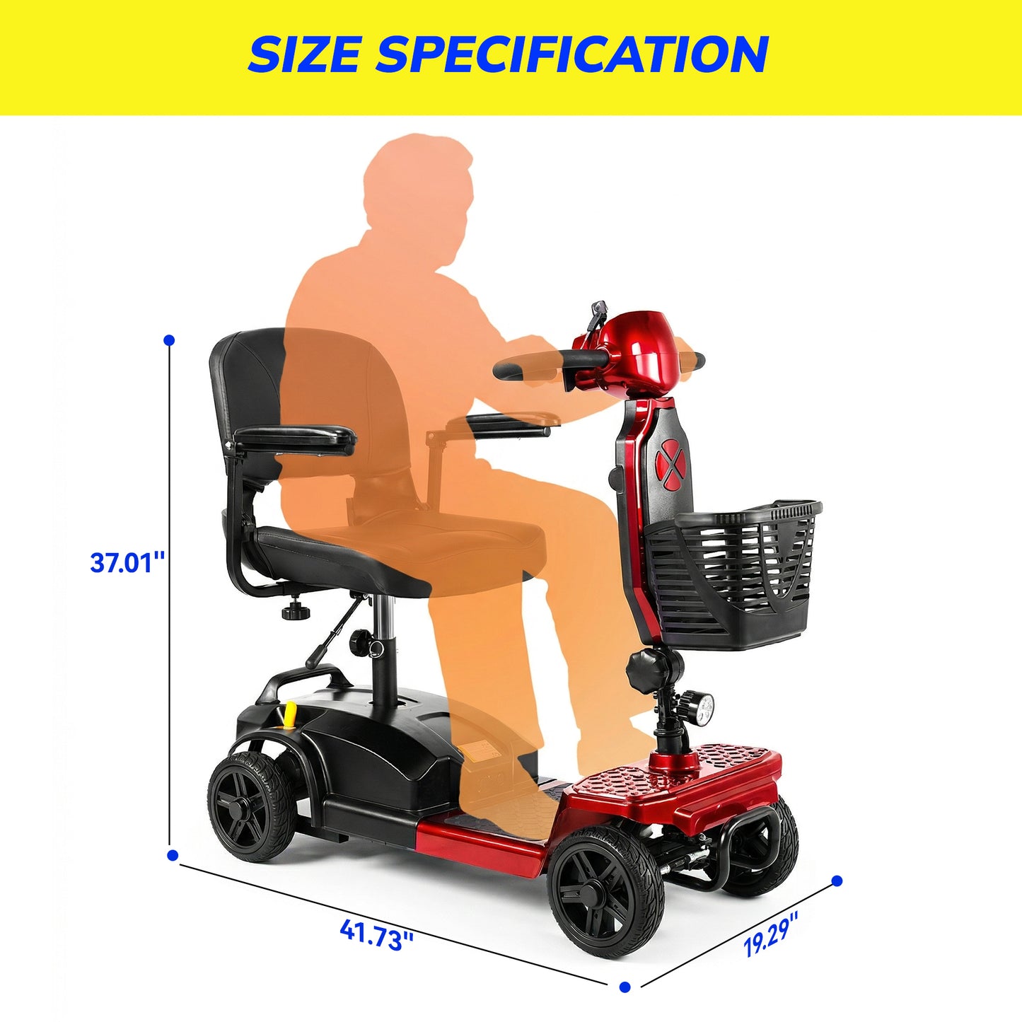 SACVON Mobility Scooter for Adults with 330 lbs Capacity,Foldable Motorized Scooter for Senior,12.5 Miles Travel,Airport Approved,Red