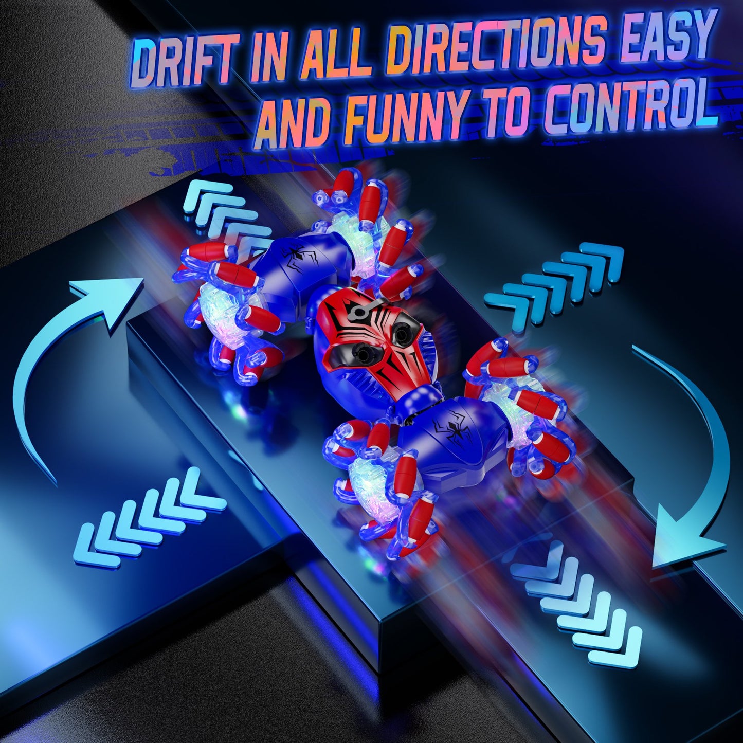 Vecukty Remote Control Car, 2.4GHZ Gesture Sensing Stunt Car with 360° Rotation&LED Spray&Music, 4WD All Terrain RC Car Toys Gift for Boys/Girls 3-12