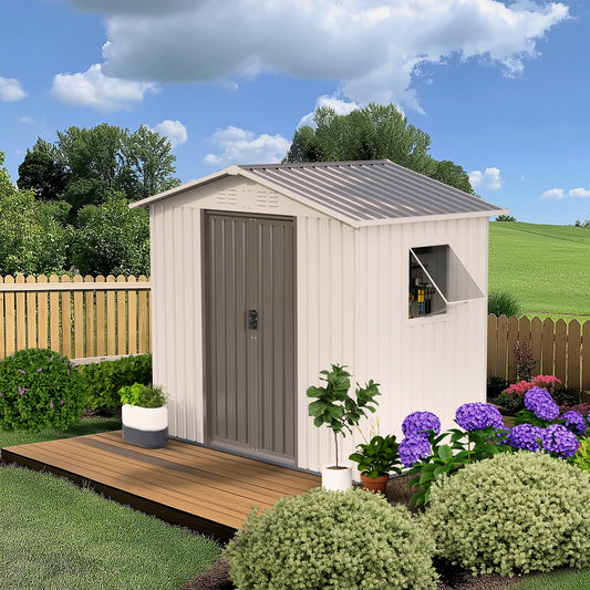 Brefac Outdoor Storage Shed, 6x4 FT, Garbage Can,Outdoor Metal Shed for Tool,Garden,Bike, Brown