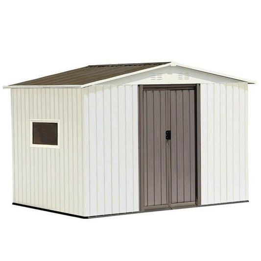 Brefac Outdoor Storage Shed, 6x8 FT, Garbage Can,Outdoor Metal Shed for Tool,Garden,Bike, Brown