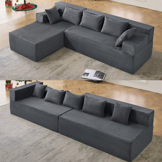 Eunon 105" Modular Sectional Couches for Living Room, 26" Deep Seat, Dark Gray