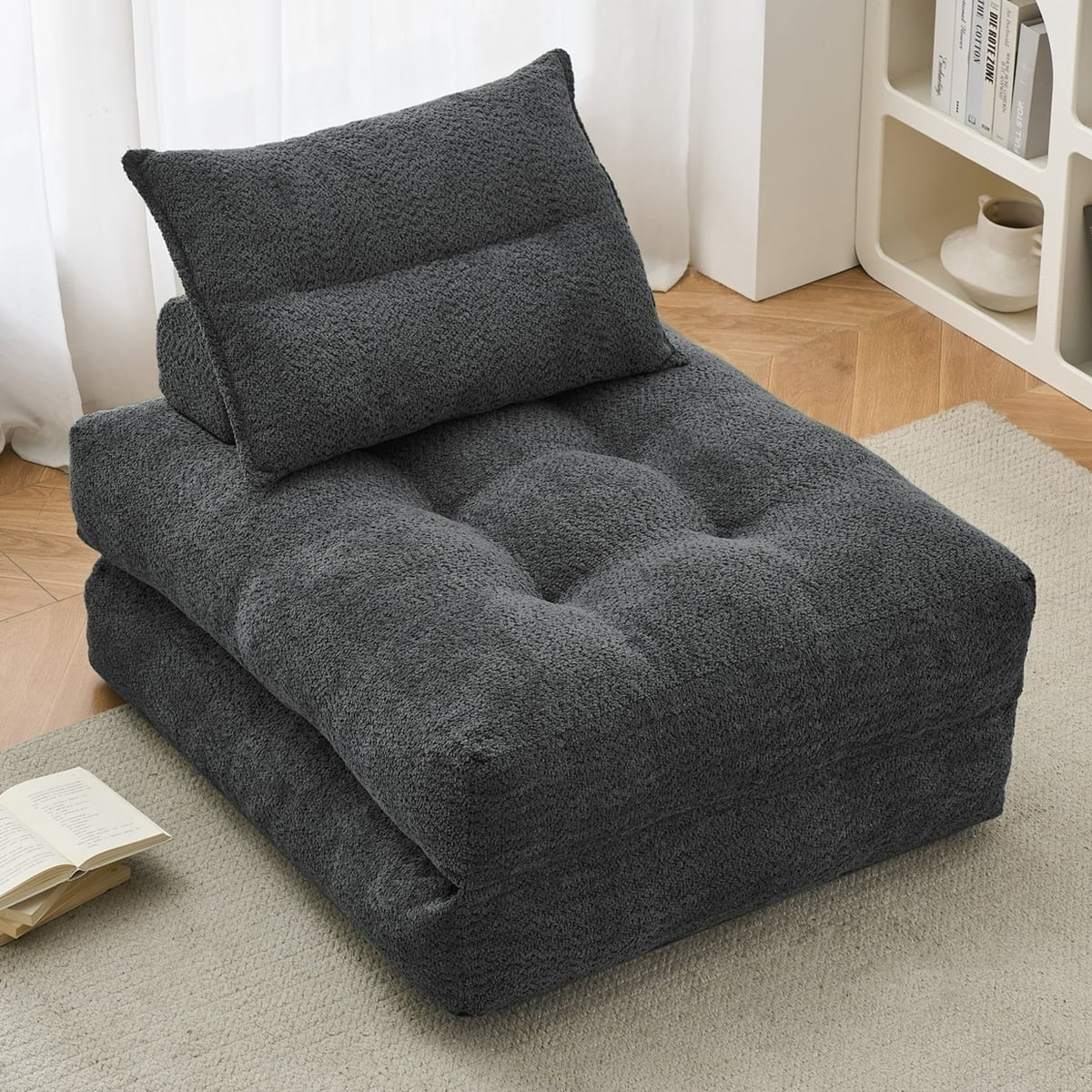Eunon 86" Oversized Folding Sofa Bed Convertible for Living Room, Dark Gray