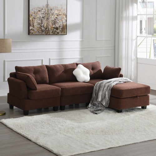 Eunon Convertible Sectional Sofa Couch, Convertible L Shaped Couch with Storage Ottoman、pillows and Charging Ports for Living Room, Apartment