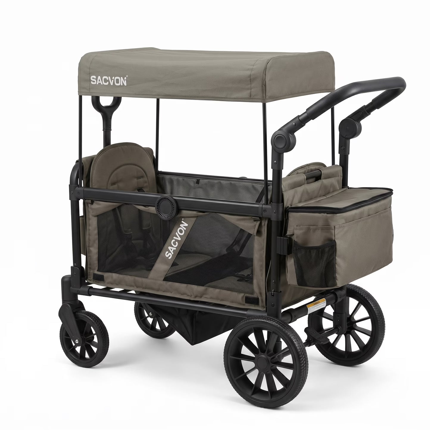 SACVON All-Terrain Stroller Wagon for Toddlers with Canopy, Parent Organizer, Adjustable Handlebar, 2 Cup Holders