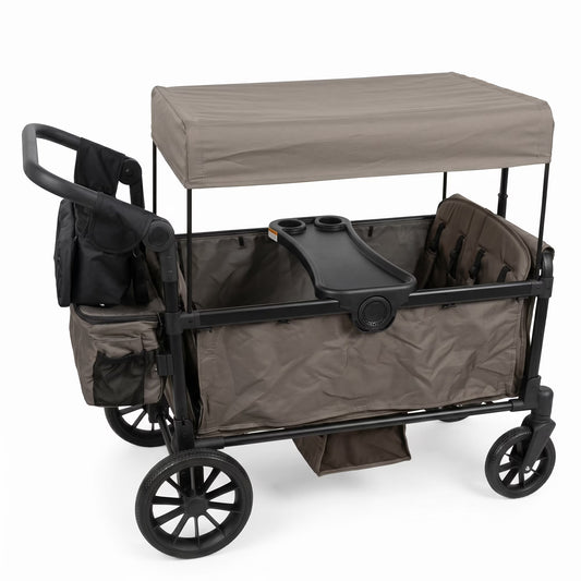 SACVON All-Terrain Stroller Wagon for Toddlers with Canopy, Parent Organizer, Adjustable Handlebar, 2 Cup Holders