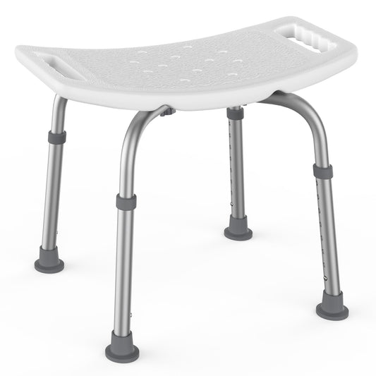 SACVON Shower Chair for Inside Shower, Adjustable Lightweight Alloy Aluminum Shower Bench, Tool-Free Assembly Shower Stool, Shower Seat for Elderly and Disabled, 300 lbs Load, White