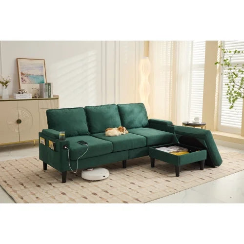 Sectional Sofa,Eunon U Shaped Couch with storage ottoman 、Reversible Chaise, 4-Seat Convertible Sofa for Living Room