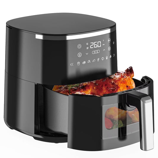WiseStone Air Fryer 6QT Toaster Oven, Kitchen Appliances with 8 Cooking Presets, 8-in-1 Max Crisp, Air Fry, Roast, Bake, Reheat and Dehydrate, 140°–400°F, Precise Heating Even Results for Kitchen