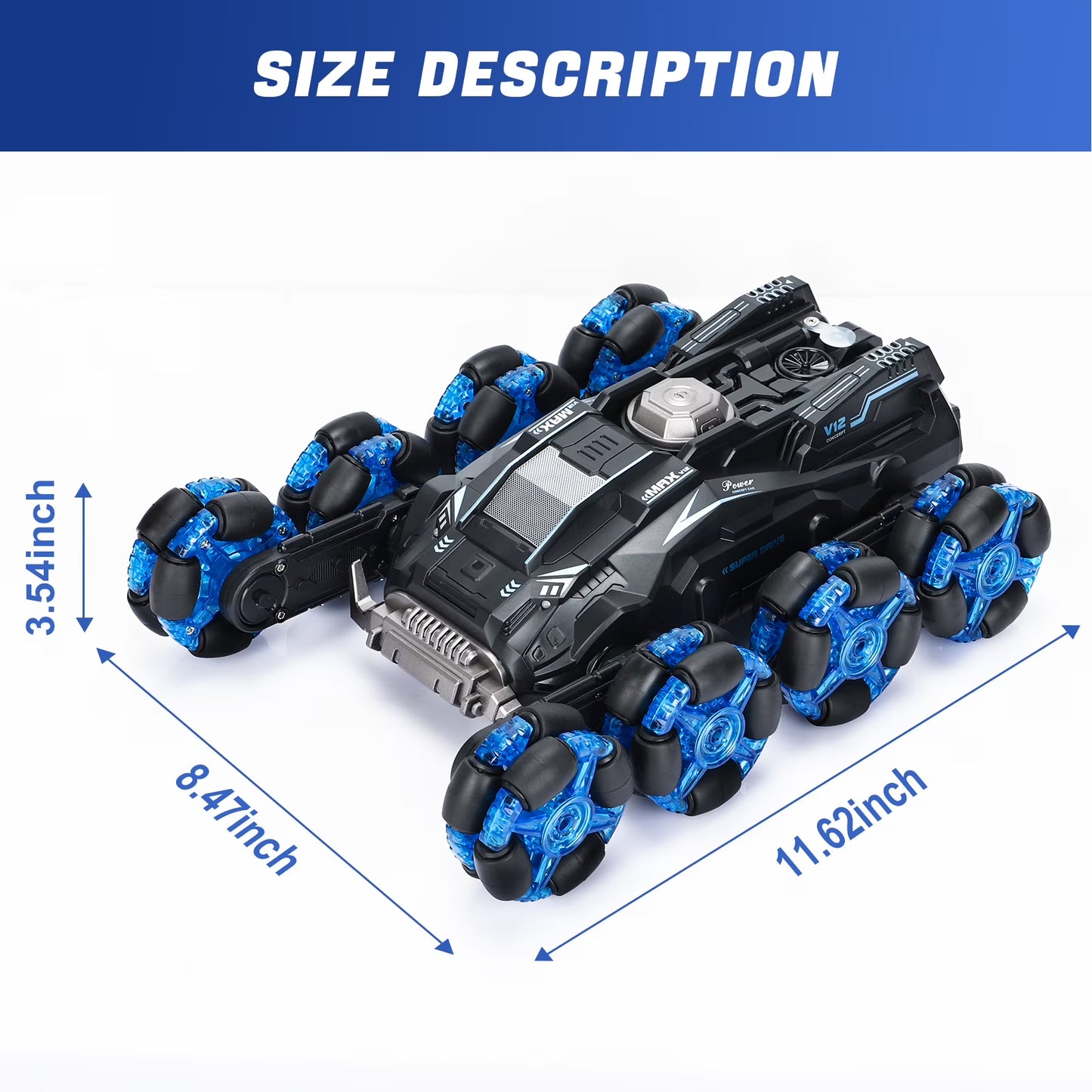 Keenstone Remote Control Car,Eight-Wheel Drive RC Race Car Monster Truck with Gesture Control ,Transformation Double-side Driving, Gift for Kids Age 5+,Blue