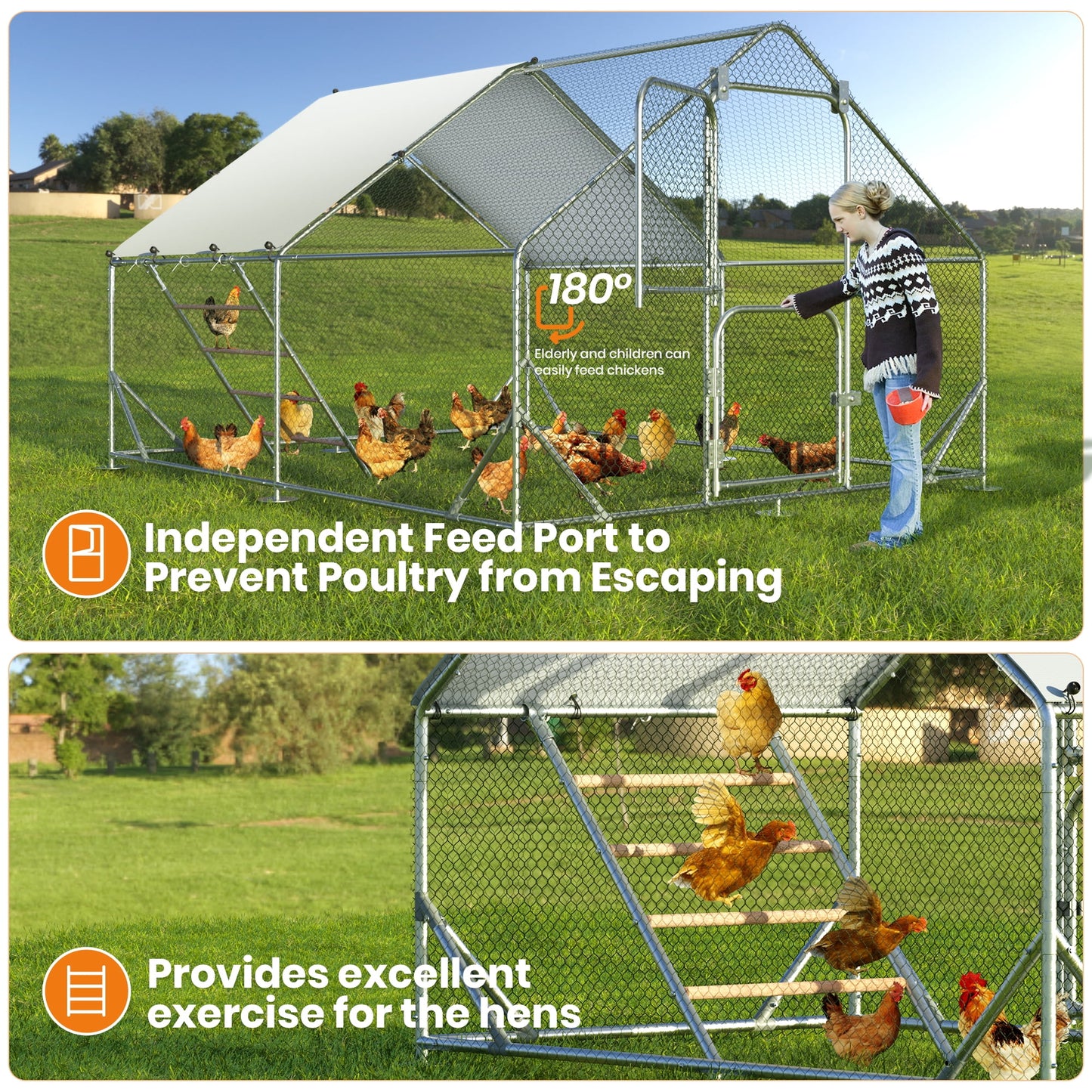 SACVON Chicken Coop with Waterproof Cover and Chicken Roosting Bars