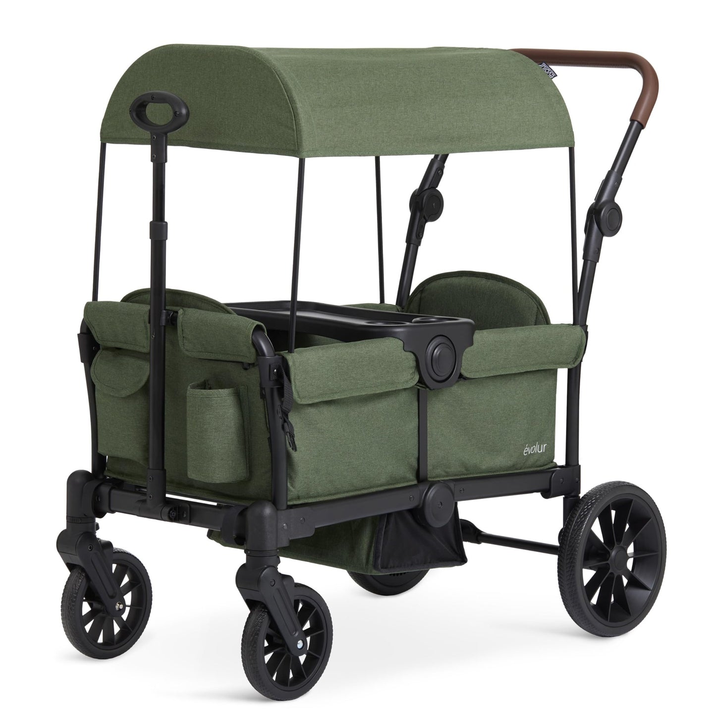 SACVON All-Terrain Stroller Wagon for Toddlers with Canopy, Parent Organizer, Adjustable Handlebar, 2 Cup Holders