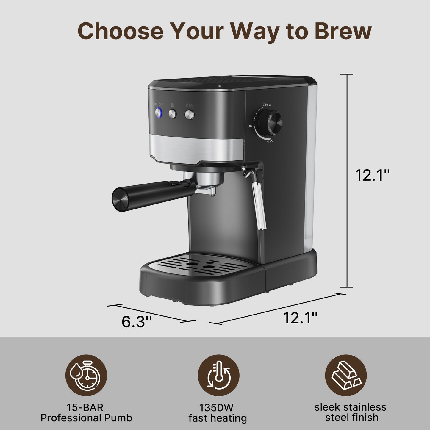 Expresso Machine 15 Bar with Auto Milk Frother, Professional Espresso Maker with Steam Wand