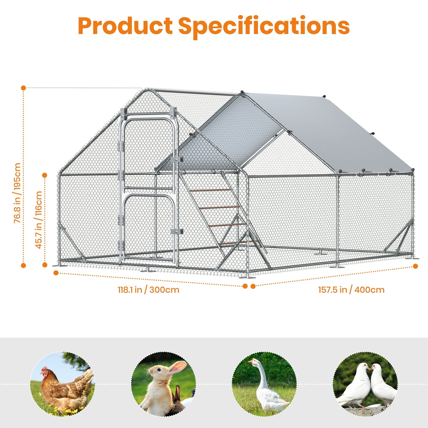 SACVON Chicken Coop with Waterproof Cover and Chicken Roosting Bars