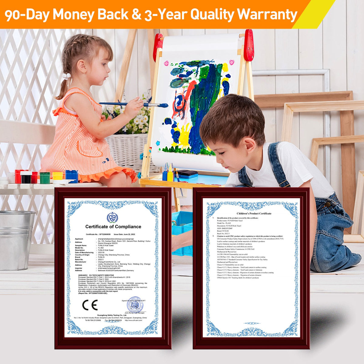 VECUKTY Kids Art Easel, Robot 3‑in‑1 Wooden Adjustable Height Magnetic Drawing Board & Chalkboard, Detachable Paper Roll Painting Stand Set for Toddlers Boys Girls Ages 3‑10