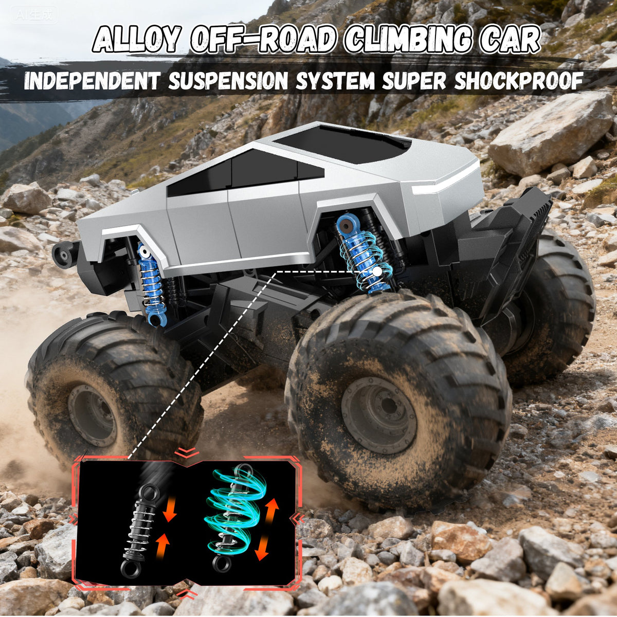 Vecukty RC Monster Truck，4WD Waterproof Amphibious Remote Control Car,2.4GHz All Terrain Off-Road Pickup Truck ,Christmas Birthday Gift Toys for Boys/Girls Kids 4-12