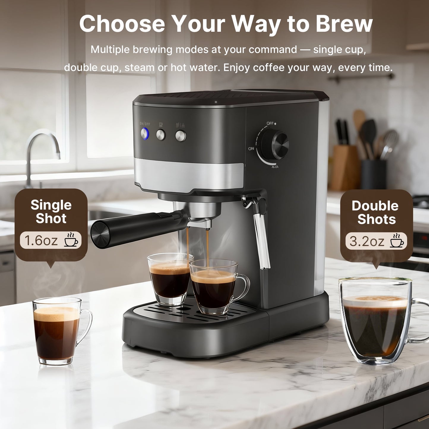 Expresso Machine 15 Bar with Auto Milk Frother, Professional Espresso Maker with Steam Wand