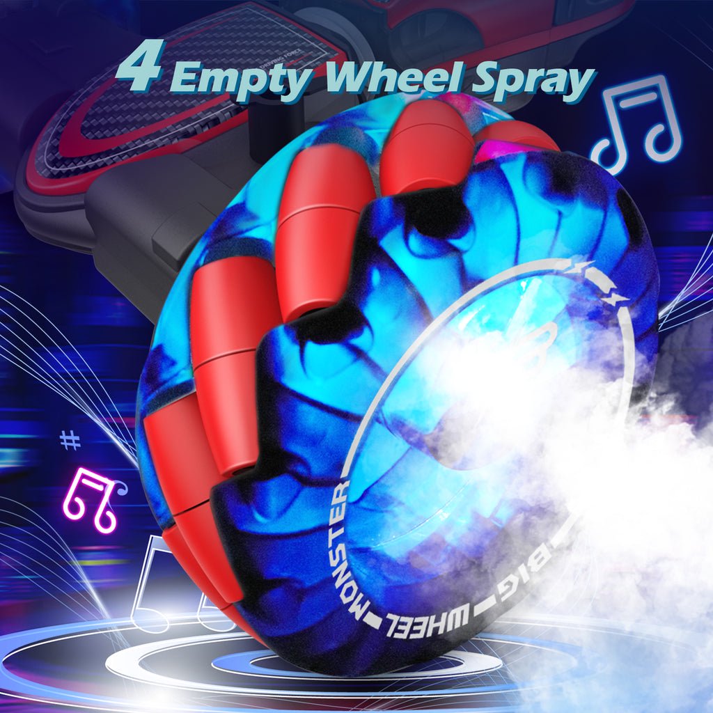 RC Stunt Car Twisting Snake, Vecukty 1:10 Spray Giant Wheel Remote Control Toy Car with High-Speed Climbing and Colorful Gradient Lights with Music,Red