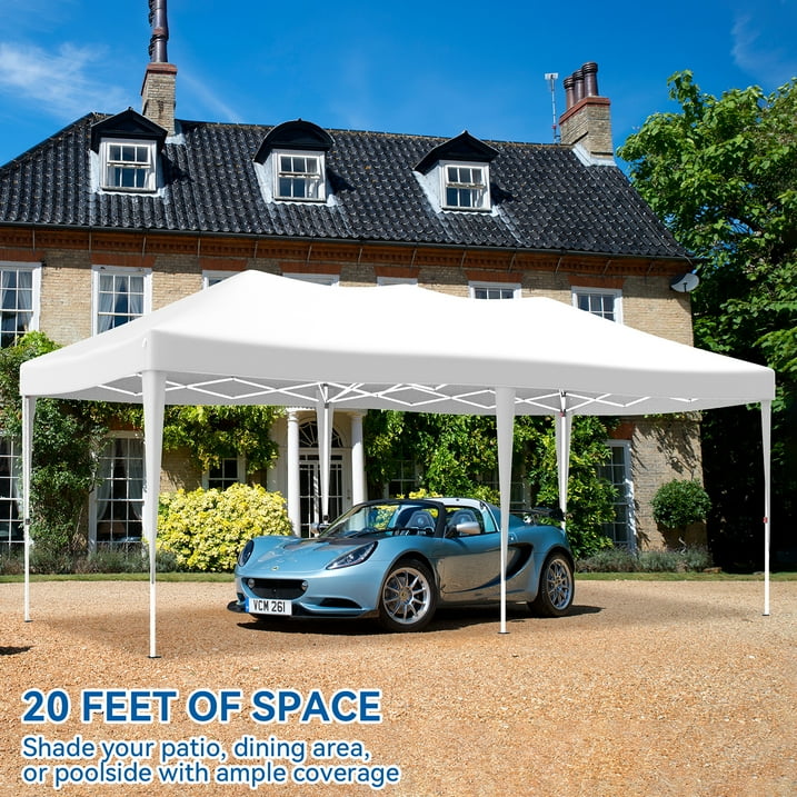 VECUKTY 10 x 20ft Pop up Canopy Tent with 6 Sidewalls, Wheeled Bag, Shelter for Outdoor Shade,White