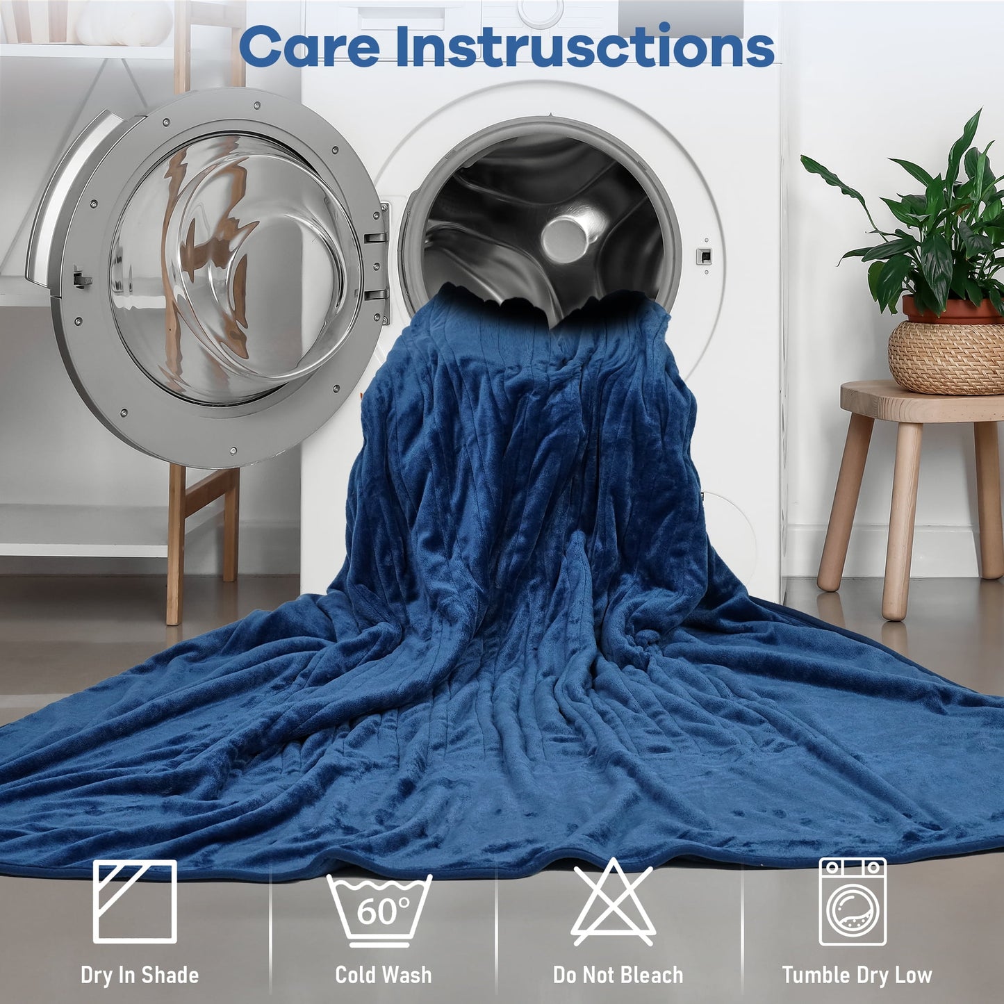 Keenstone Double-sided Flannel Electric Heated Blanket King Size Dual Control, 90"x100" Machine Washable Fast Heating Blanket with 6 Heating Levels &10 Hours Auto Off,Blue