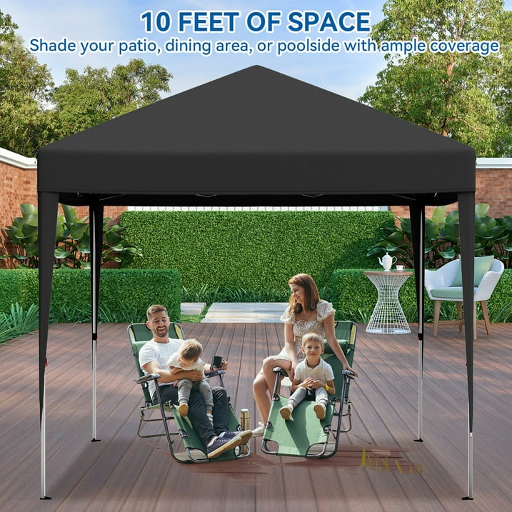 Vecukty 10' x 10' Black Sturdy Pop Up Canopy Tent, Removable Sidewalls