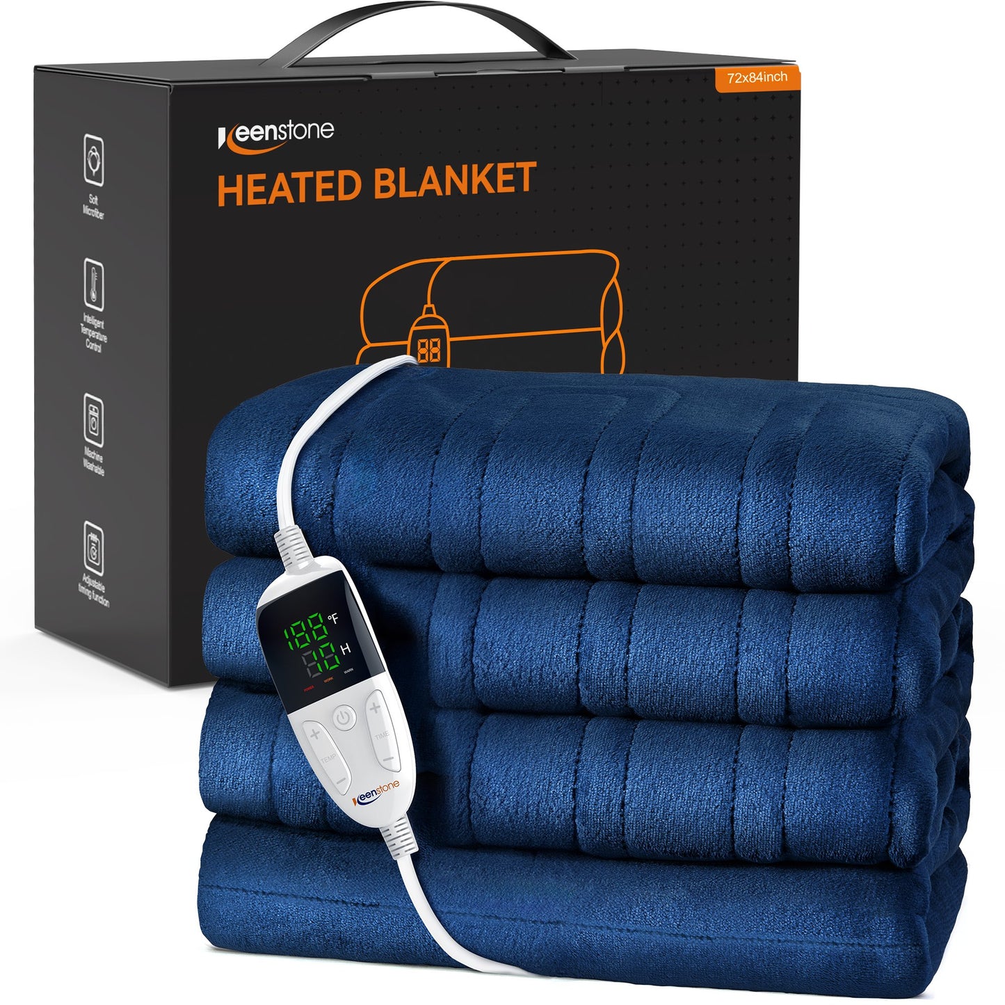 VECUKTY Flannel Electric Heated Blanket Throw, 50"x60" Machine Washable Fast Heating Blanket for Office Bedroom Livingroom - Blue