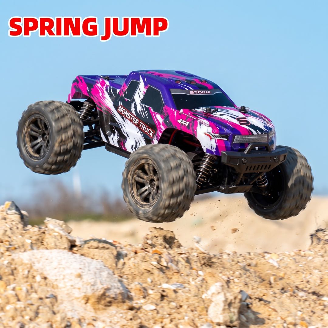 Vecukty 1:18 Scale RC Monster Truck, 45+ MPH 4WD Waterproof Off‑Road Remote Control Car, with 2 Rechargeable Batteries, Birthday Christmas Holiday Gift for Boys Teens Adults