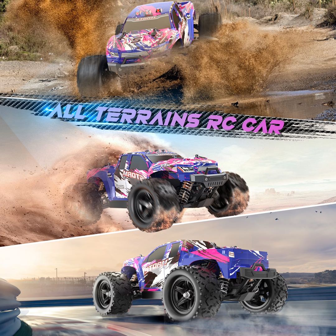 Vecukty 1:18 Scale RC Monster Truck, 45+ MPH 4WD Waterproof Off‑Road Remote Control Car, with 2 Rechargeable Batteries, Birthday Christmas Holiday Gift for Boys Teens Adults